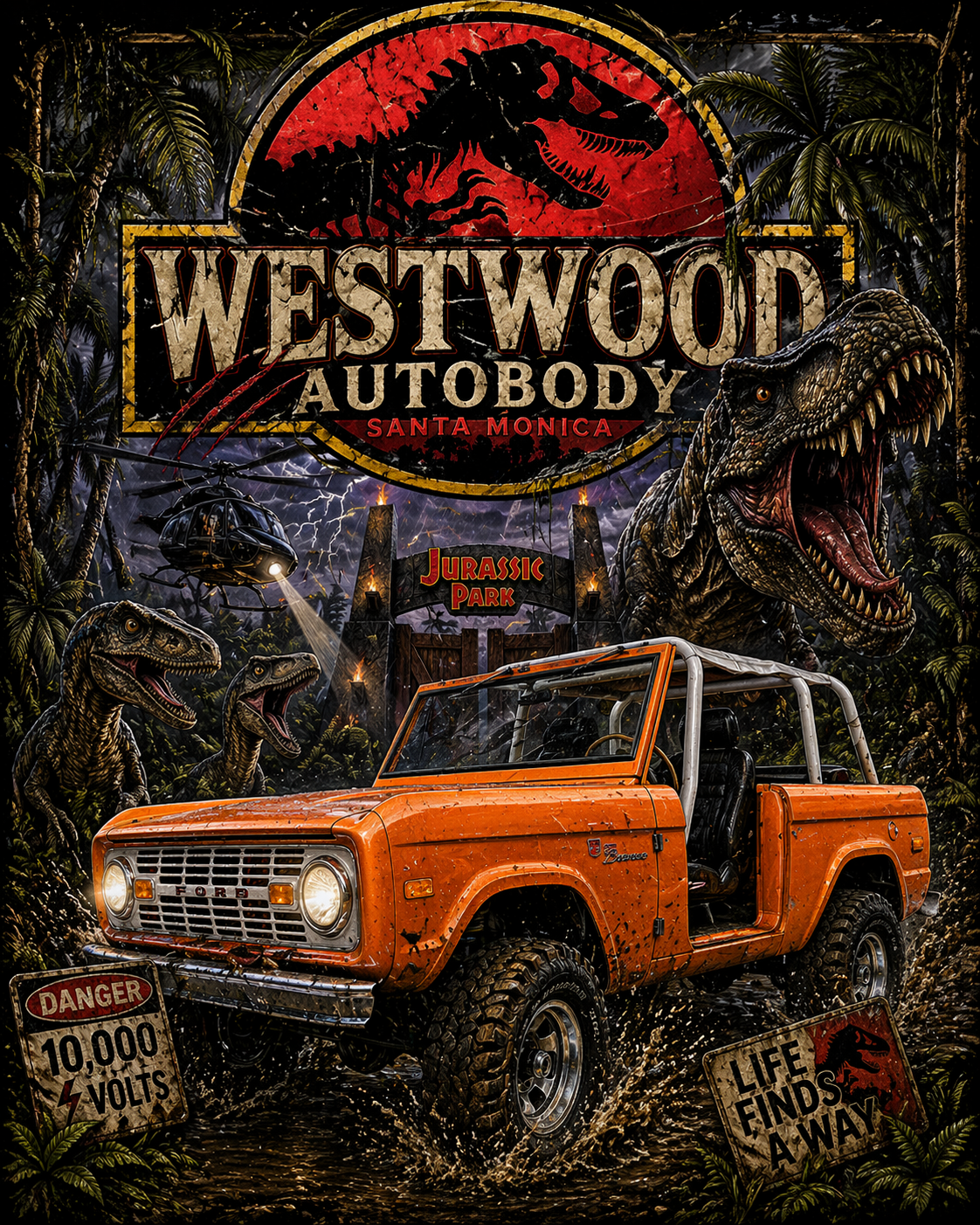 Customized shirts by Westwood Autobody Santa Monica